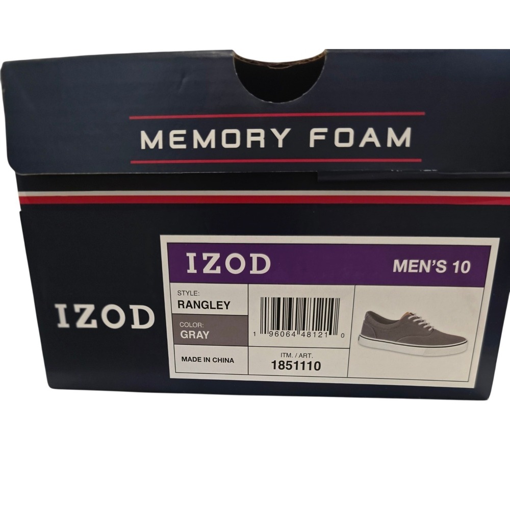 Izod Men's Rangley Gray Lace-Up Casual Canvas Boat Shoes Sneaker Size 10 Grey
